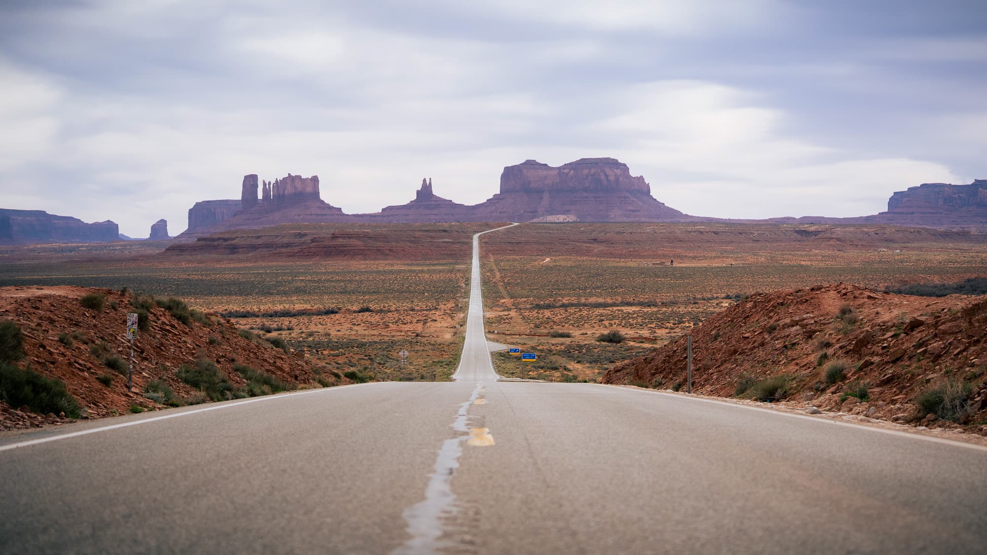 The road through Monument Valley