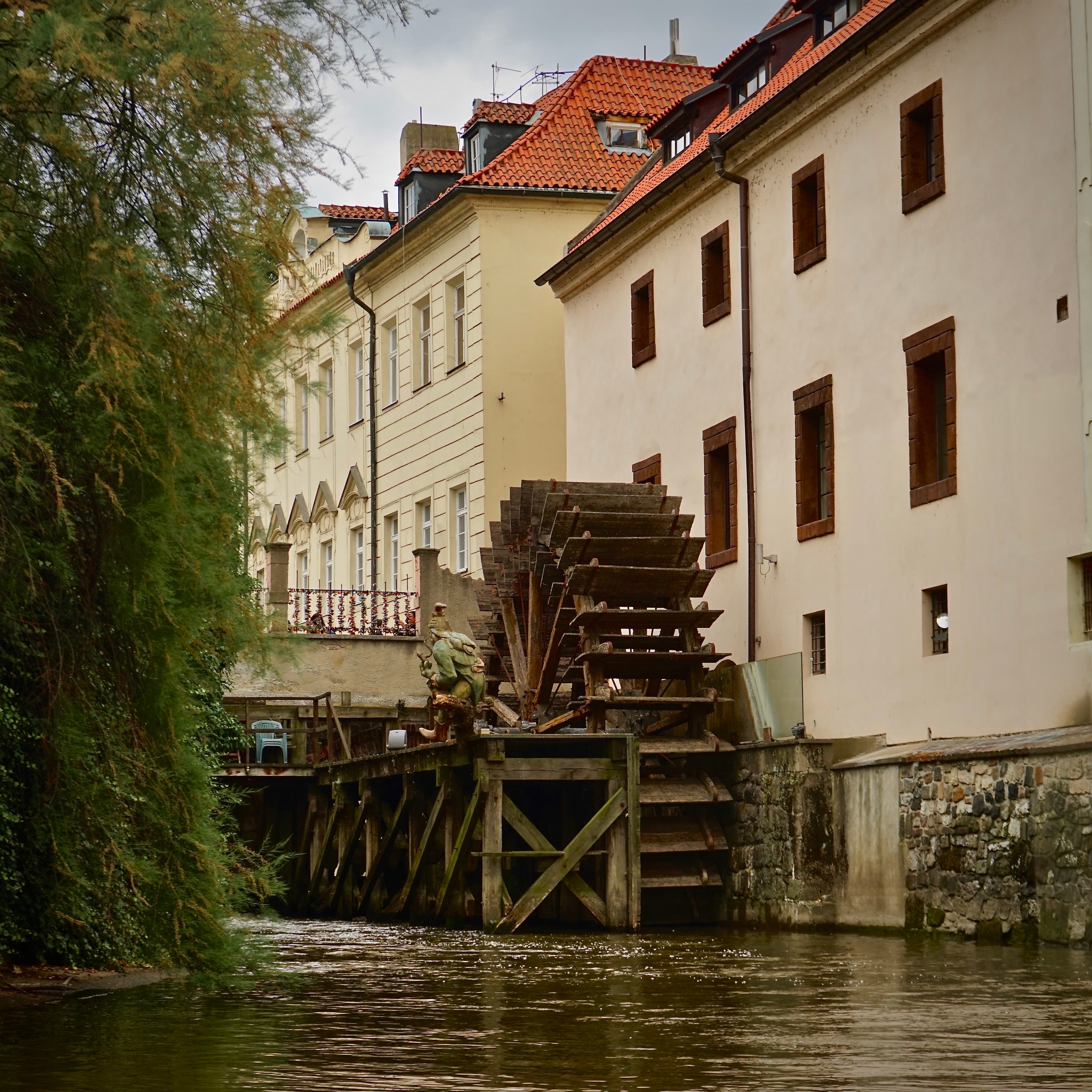 Water wheel along a canal