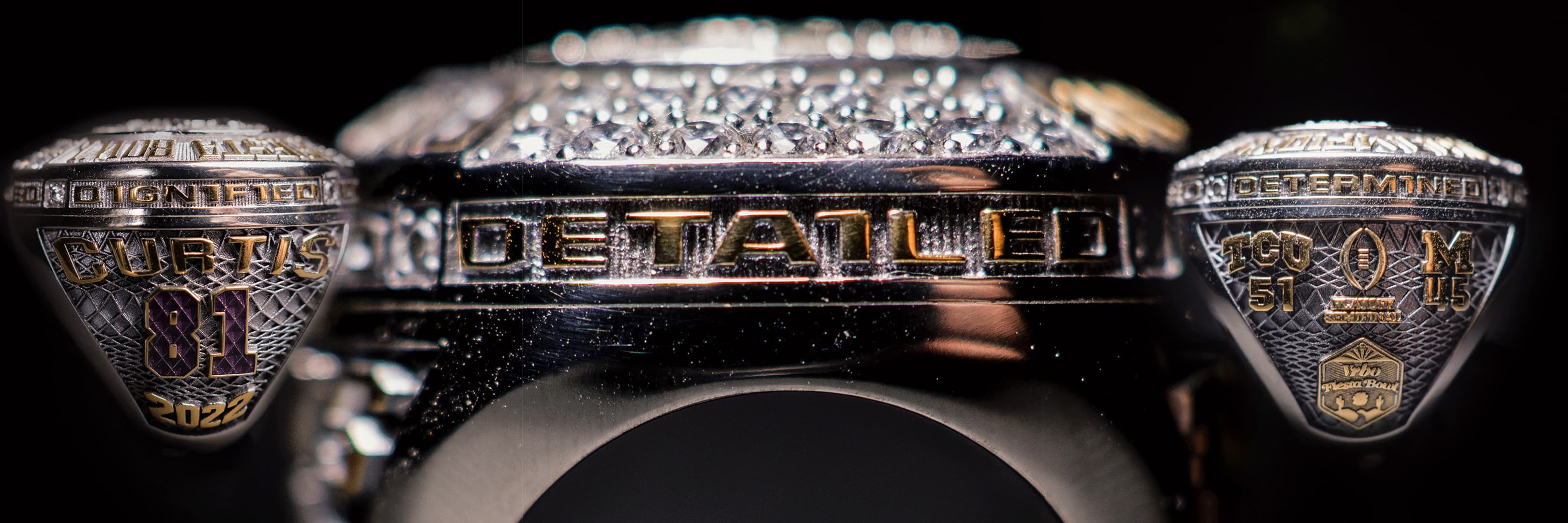 Close-up of a TCU Fiesta Bowl championship ring